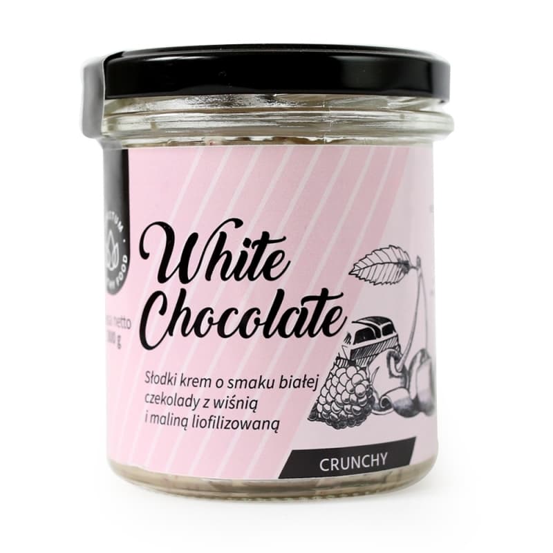 Chrupiący Krem o Smaku Białej Czekolady z Wiśnią i Maliną Liofilizowaną White Chocolate Crunchy